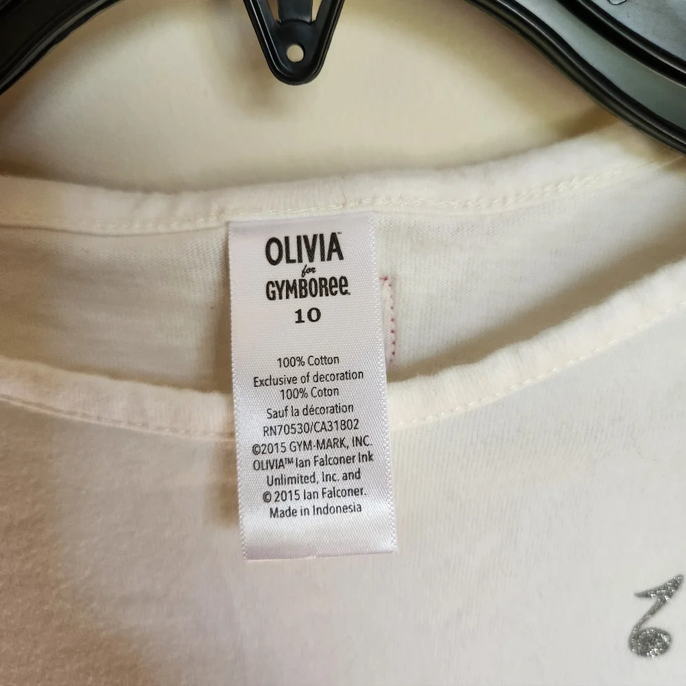 Gymboree X Olivia Collaboration White Long Sleeve Tee with Olivia Size 10